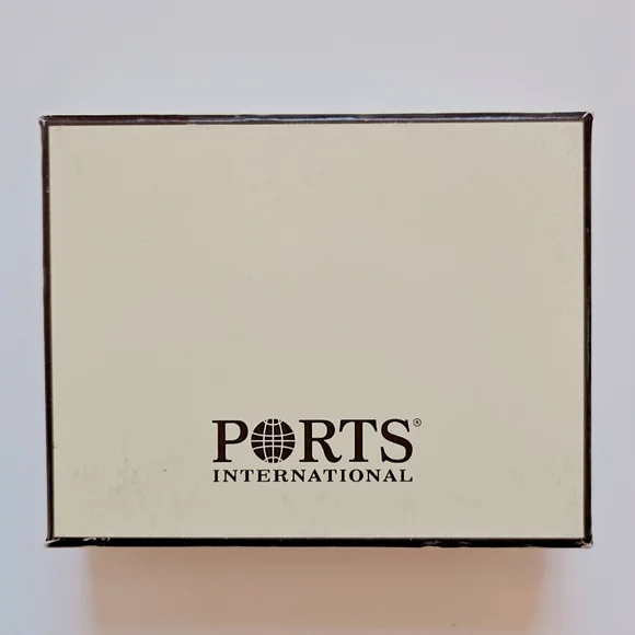 PORTS 1961 Black Eel Skin Exotic Leather Card Holder Silver Detail With Box. - Picture 2 of 5